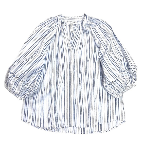 APIECE Apart Stripe Mitte Top Blouses in White / Blue - Picture 6 of 11